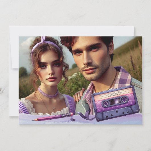 Save The Date Bande de cassette Retro Violet Vibes Enregistrer l (Devant)