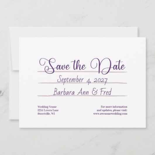 Save The Date Bande de cassette Retro Violet Vibes Enregistrer l (Dos)