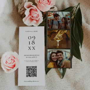 Save The Date Bande de film élégante Photobooth Code QR