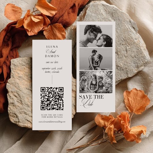 Save The Date Bande de photos de calligraphie élégante avec code