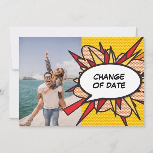 Save The Date Bande Dessinée de Changement de Date Reporté (Devant)