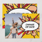 Save The Date Bande Dessinée de Changement de Date Reporté (Devant / Derrière)