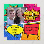 Save The Date Bande Dessinée Superhero Enregistrer La Date (Devant / Derrière)