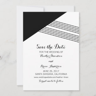Save The Date Bande géométrique blanche noire Enregistrer l'Invi