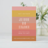 Save The Date Bandes géométriques modernes jaune orange été (Debout devant)