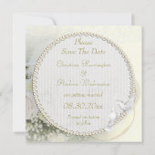 Save The Date Bandes mariages, Roses, Doves & Dentelles Enregist (Dos)