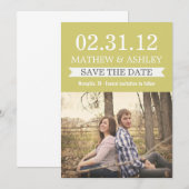 Save The Date Bannière élégante Chartreuse Enregistrer La Date I (Devant / Derrière)