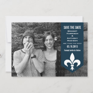 Save The Date Bannière Flourish Chic Bleu Enregistrer la date In