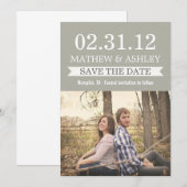 Save The Date Bannière Stylish Gravel Gris Enregistrer La Date I (Devant / Derrière)