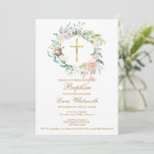 Save The Date Baptême Christening Floral Aquarelle Garland (Debout devant)