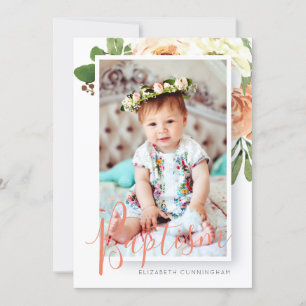 Save The Date Baptême Pour Son Aquarelle Florale Photo Personnal