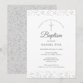 Save The Date Baptême Poussière d'Étoiles d'Argent (Devant / Derrière)