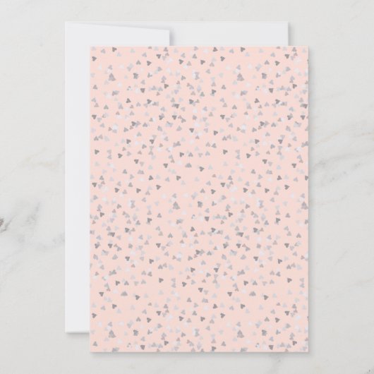 Save The Date Baptême rose vif Baptême Brisant Coeurs d'argent (Dos)