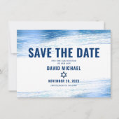 Save The Date Bar Mitzvah Bold Moderne Marine Typographie Blue F (Devant)