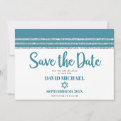 Save The Date Bar Mitzvah Moderne Bold Turquoise Argent Tallit S (Devant)