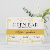 Save The Date Bar ouvert Art Déco ocre jaune et gris (Debout devant)