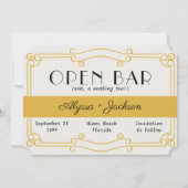 Save The Date Bar ouvert Art Déco ocre jaune et gris (Devant)