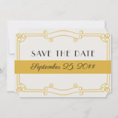 Save The Date Bar ouvert Art Déco ocre jaune et gris (Dos)
