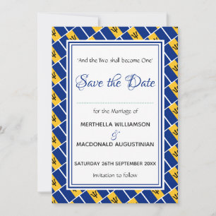 Save The Date BARBADOS DRAPEAU Customisé Écriture Élégante
