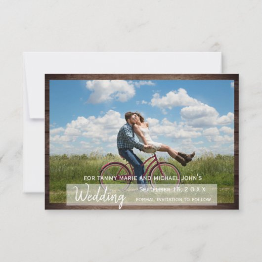 Save The Date Baril de bois de pays - Enregistrer la date (Dos)