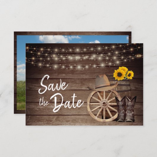 Save The Date Baril de bois de pays - Enregistrer la date (Devant / Derrière)