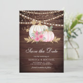 Save The Date Barne Bois blanc Citrouille rose Floral Mariage Ph (Debout devant)