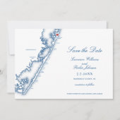 Save The Date Barnegat Light NJ Map Elegant Navy Blue Wedding (Devant)