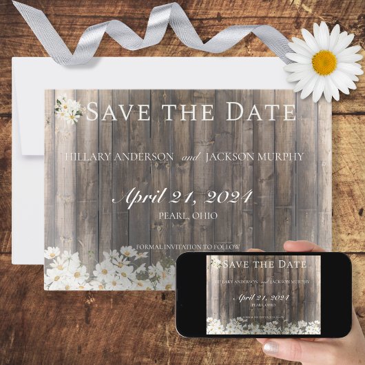 Save The Date Barnwood et Mariage de marais