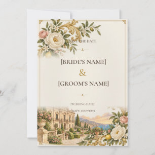 Save The Date Baroque sicilien Crème et or antique