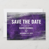 Save The Date Barre Mitzvah Moderne Aquarelle violet Silver (Devant)