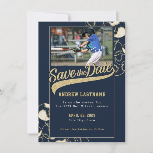 Save The Date Baseball Bar Mitzvah Enregistrer la date (Devant)