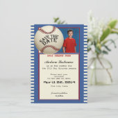Save The Date Baseball Bar Mitzvah Enregistrer la date (Debout devant)