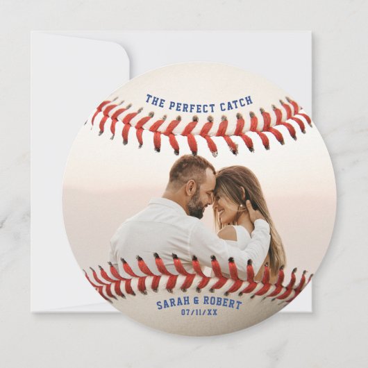 Save The Date Baseball Le Mariage photo parfait attraper (Dos)