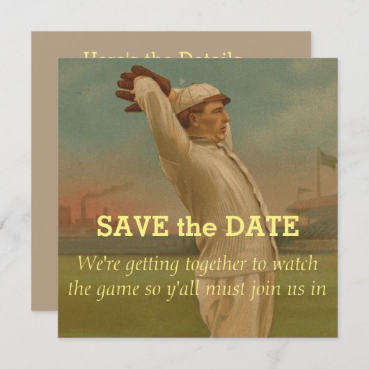 Save The Date Baseball vintage 1 (Devant / Derrière)