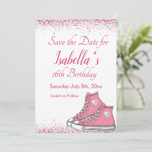 Save The Date Basket Anniversaire, Parties scintillant douce 16 (Debout devant)