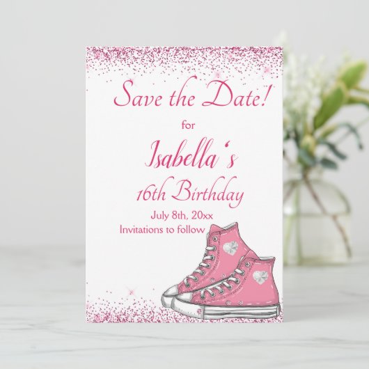 Save The Date Basket Anniversaire, Parties scintillant douce 16 (Debout devant)