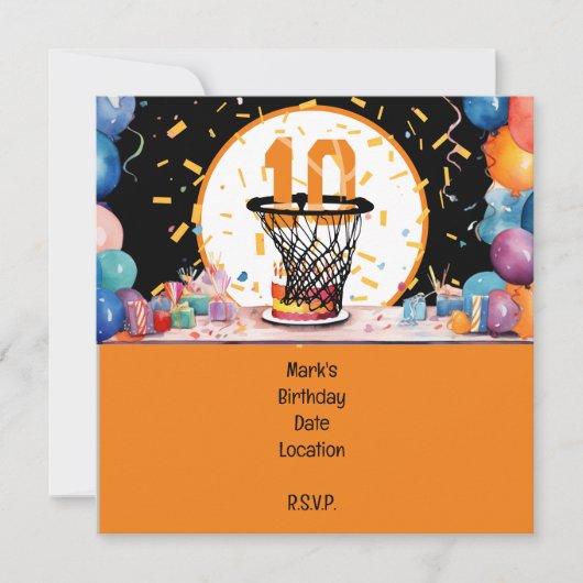 Save The Date Basketball 10e anniversaire avec numéro dans mini  (Devant)