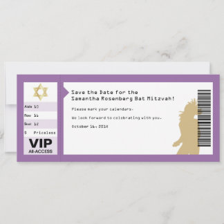 Save The Date Bat mitzvah de billet de concert Enregistrer la da