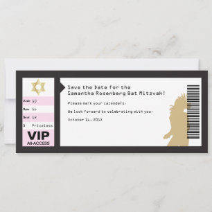 Save The Date Bat mitzvah de billet de concert Enregistrer la da