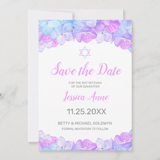 Save The Date Bat mitzvah Enregistrer la date (Devant)