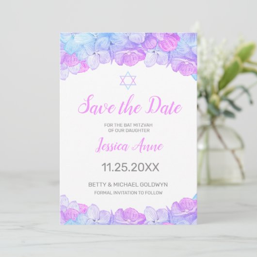 Save The Date Bat mitzvah Enregistrer la date (Debout devant)