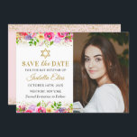 Save The Date Bat mitzvah Floral Or Rose Photo Enregistrer La Da<br><div class="desc">Bat mitzvah Floral Or Rose Photo Enregistrer La Date</div>