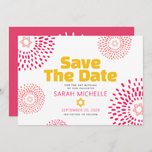 Save The Date Bat mitzvah rose Bold Starburst Cool moderne Super