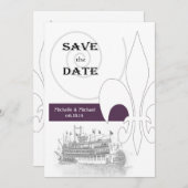 Save The Date Bateau à roue à aubes de la Nouvelle-Orléans Fleur (Devant / Derrière)