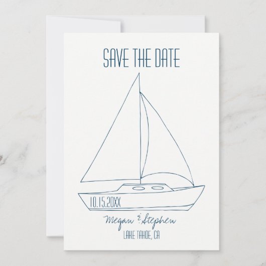 Save The Date Bateau à voile de mariage - Sauvegarder la date (Devant)