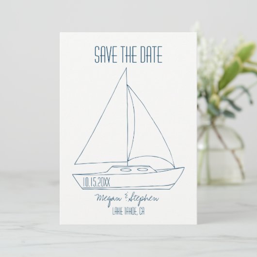 Save The Date Bateau à voile de mariage - Sauvegarder la date (Debout devant)