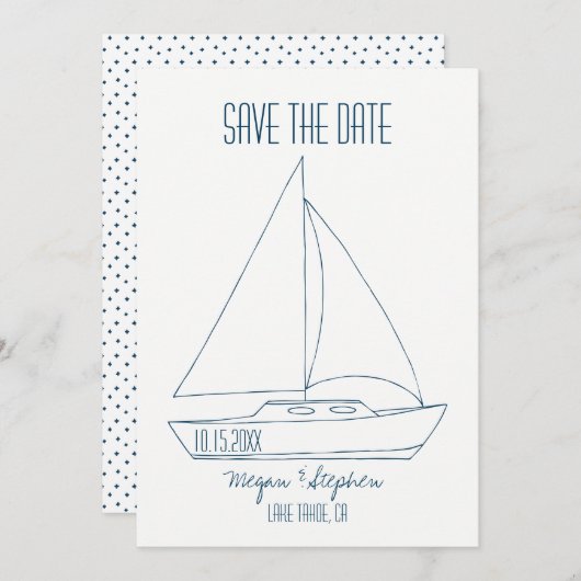 Save The Date Bateau à voile de mariage - Sauvegarder la date (Devant / Derrière)