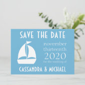 Save The Date Bateau À Voile Enregistrer La Date (Sky Blue) (Debout devant)