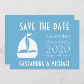 Save The Date Bateau À Voile Enregistrer La Date (Sky Blue) (Devant / Derrière)