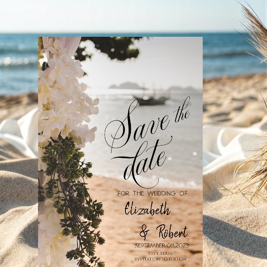 Save The Date Bateau à Voile Fleurs Plage Réserver la Date